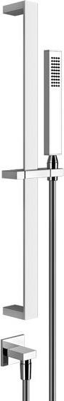 Actual product image Gessi Rettangolo shower set with anti-limestone shower head, with wall connection elbow, 20142
