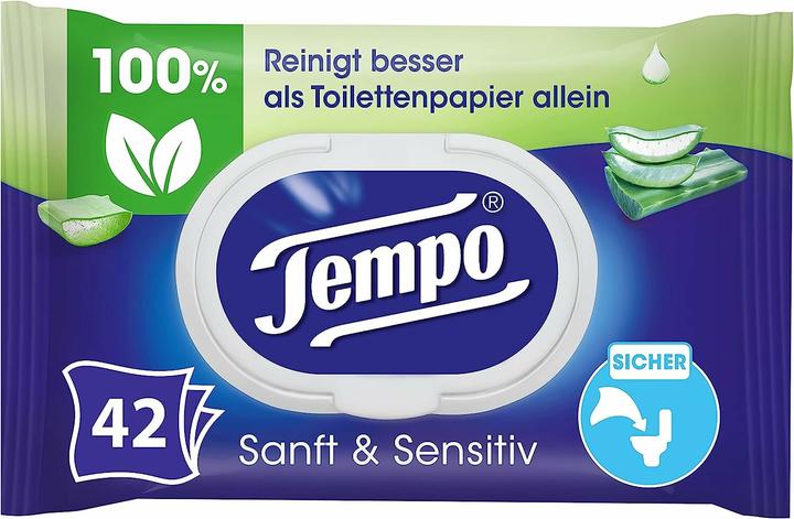 Tempo Salviettine umidificate morbide e sensibili all'Aloe Vera (42 pz.)