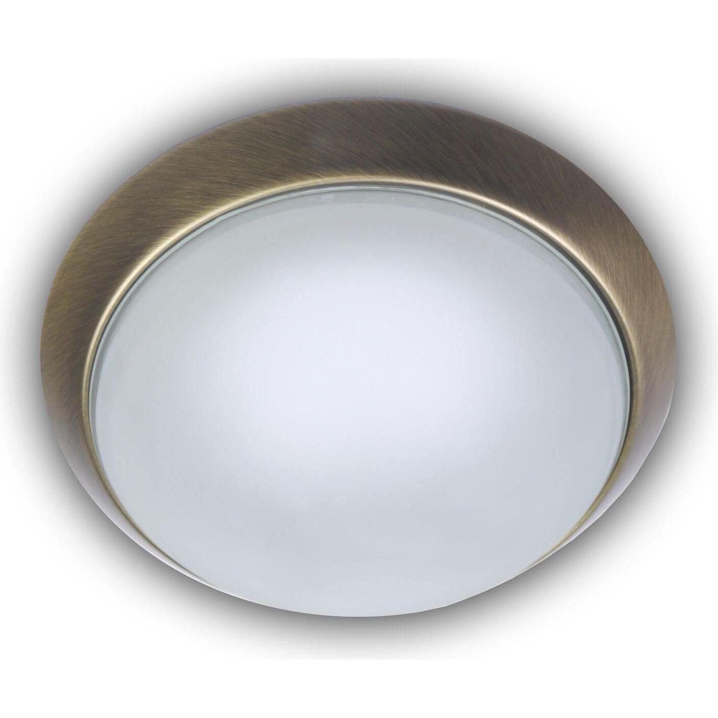 Niermann Stand By, Wandleuchte + Deckenleuchte, Niermann LED 14W Deckenleuchte satiniert Glas Klarrand, Altmessing, 40cm...