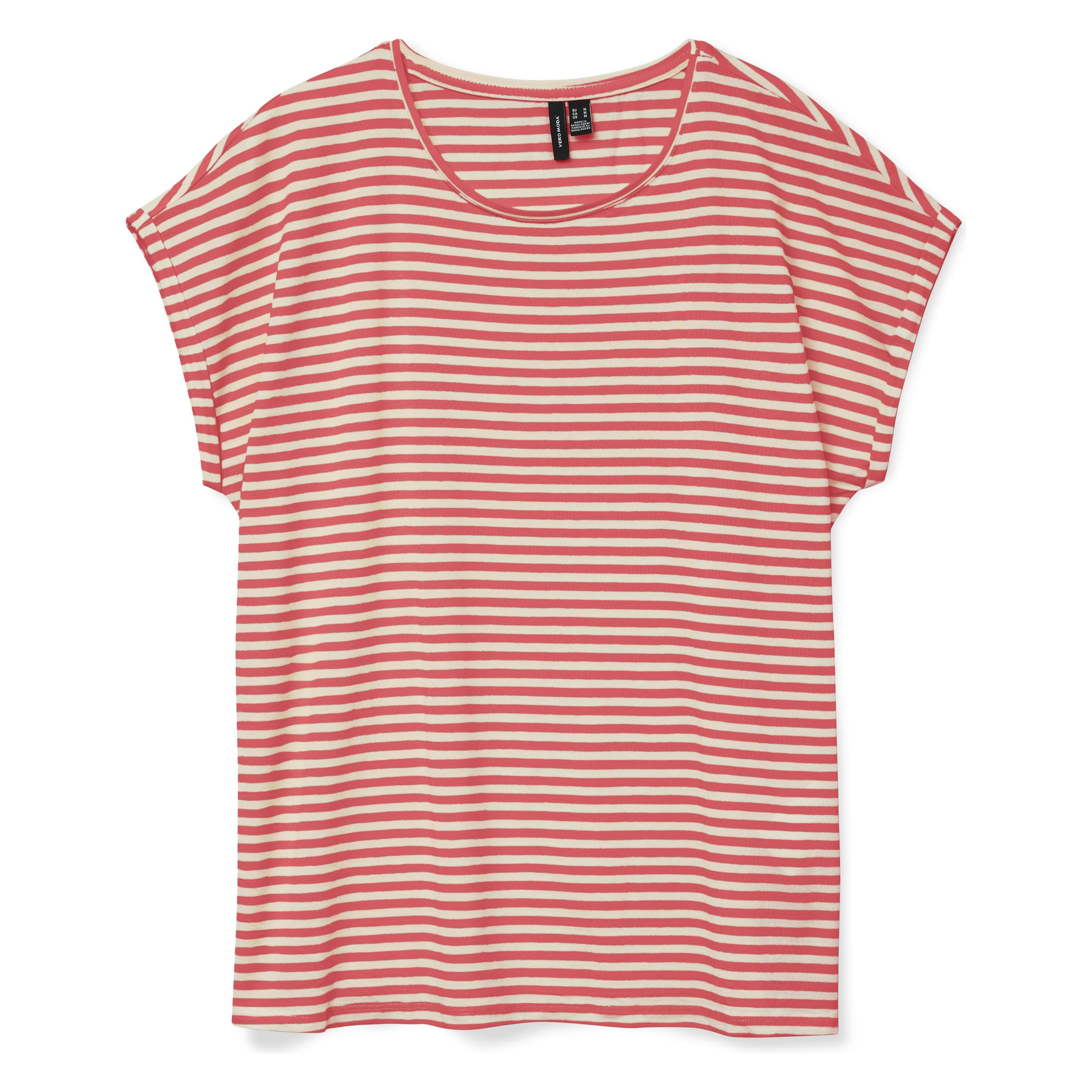 Vero Moda, Damen, Shirts, Vmava Ss Top Stripe Ga Jrs Noos, Rosa, (Xs)