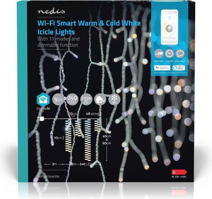 Actual product image Nedis SmartLife Decorative LED | Wi-Fi | Warm to Cool White | 240 LED's | 5.00 m | Android™ / IOS (0.21 m)