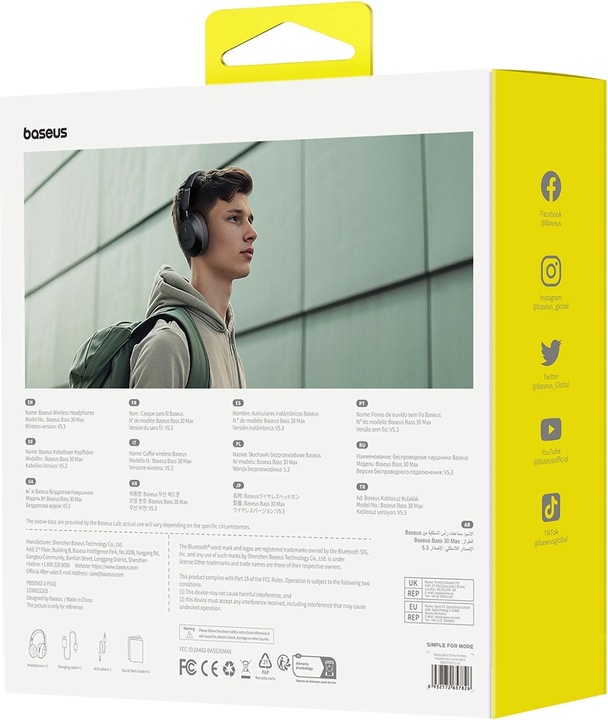 Actual product image Baseus Bass 30 Max Wireless Headphones (black) (50 h, Wireless)