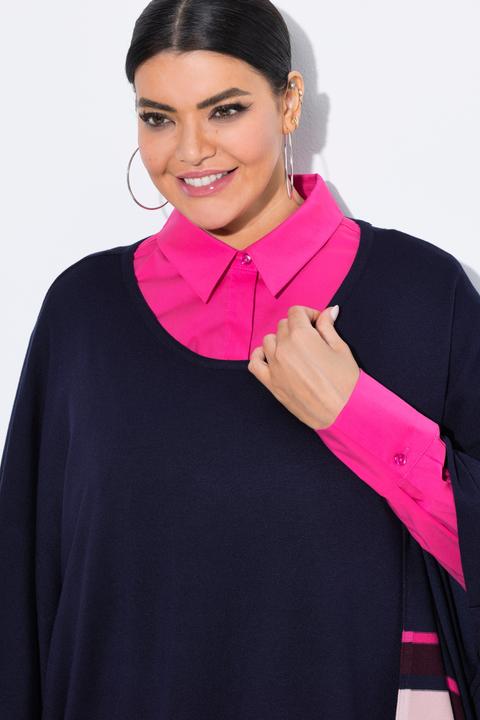 Produktbild Ulla Popken Strick-Cape, Streifen, Oversized, Rundhals, Langarm (58, 60, 62)