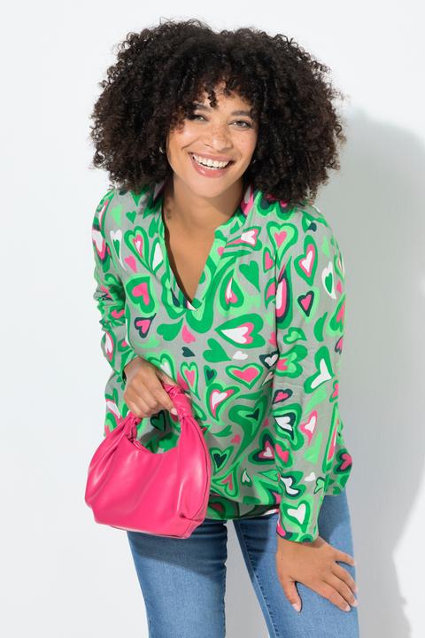 Actual product image Angel of Style Heart Pattern Tunic with Tunic Neckline and Long Sleeves (42)
