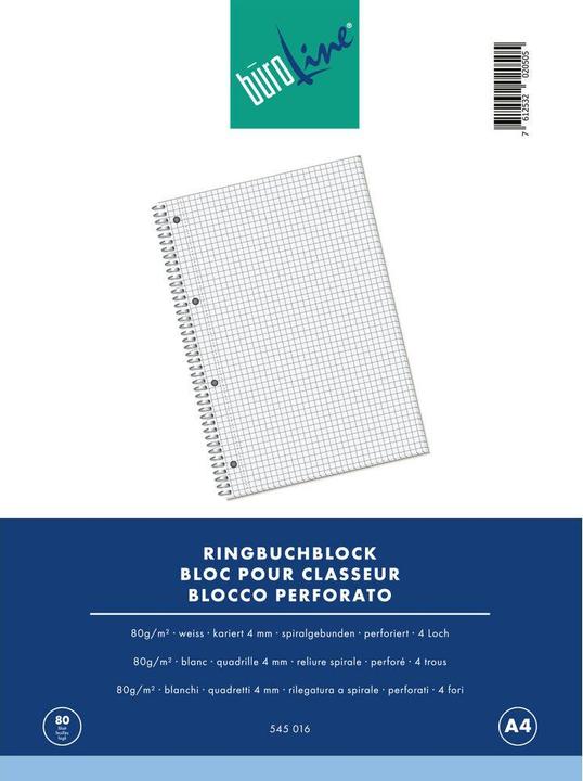 Produktbild BüroLine Ringbuchblöcke - Spiralgebunden (A4, Kariert)