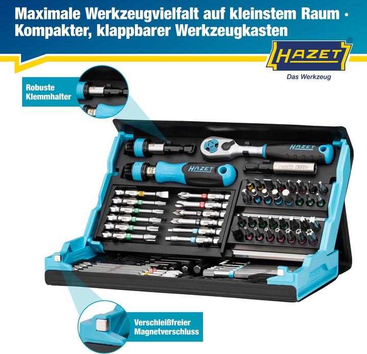 HAZET Bit-assortiment SmartCase 2200SC-31 73-dl. sleuf/PH/PZD/TX/TX w.tang/binnen-6Kt. (Kruis Pozidriv PZ, Cross Phillips PH, Schroefgleuf, Zeskantbus TX, Inbus)