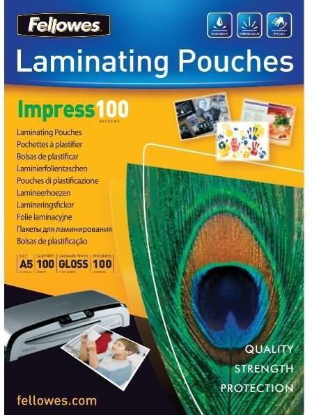 Immagine prodotto Fellowes Pellicola di laminazione A5 100 mic lucida - 100 pezzi (A5, 100 Pezzo/i, 100 µm)