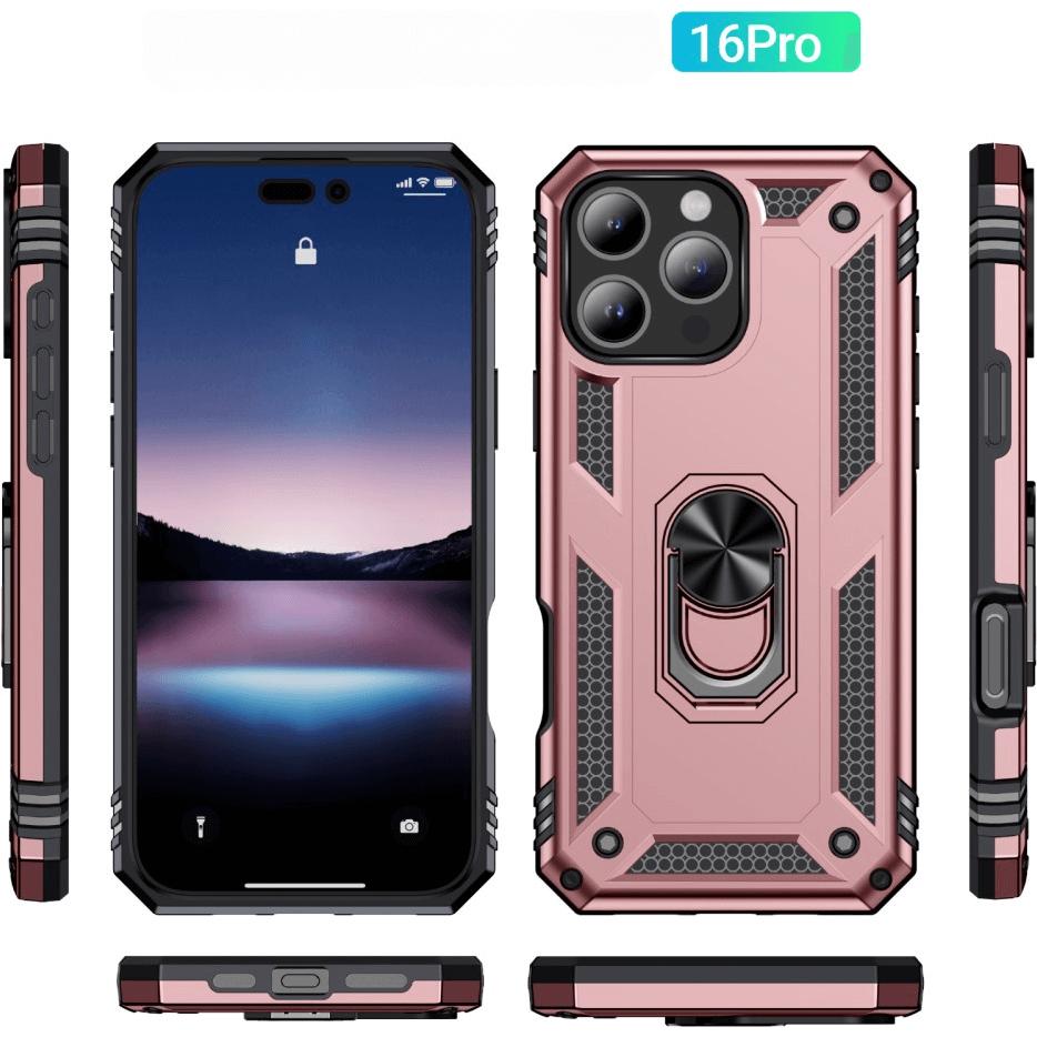 Thumbnail - Cover-Discount iPhone 16 Pro - Robustes Back Cover mit Kickstand (Apple iPhone 16 Pro), Smartphone Hülle, Rosa