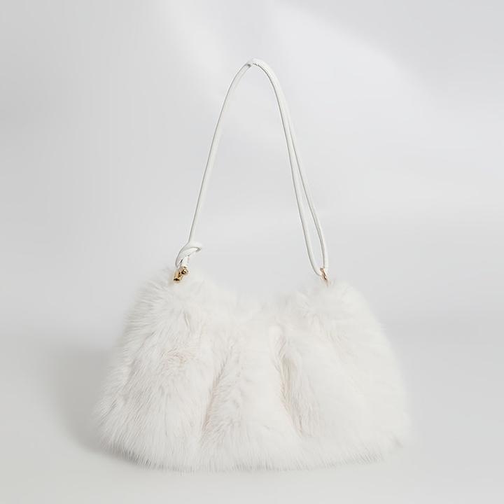 Actual product image Only-Bags.Store Schicke Plüsch-Umhängetasche in Mondform - geräumig & weich, modische einfarbige Tote