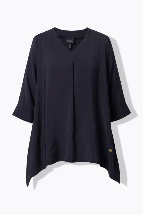 Actual product image Ulla Popken Oversized Pointed Hem 3/4 Sleeve Blouse (60)