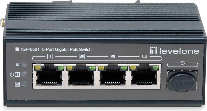 Produktbild LevelOne Switch 5x GE IGP-0501 4xGE 1xGSFP 4xPoE+ (5 Ports)