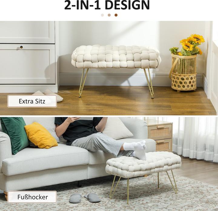 Produktbild Homcom Sitzhocker Polyester, Schaumstoff Cremeweiss