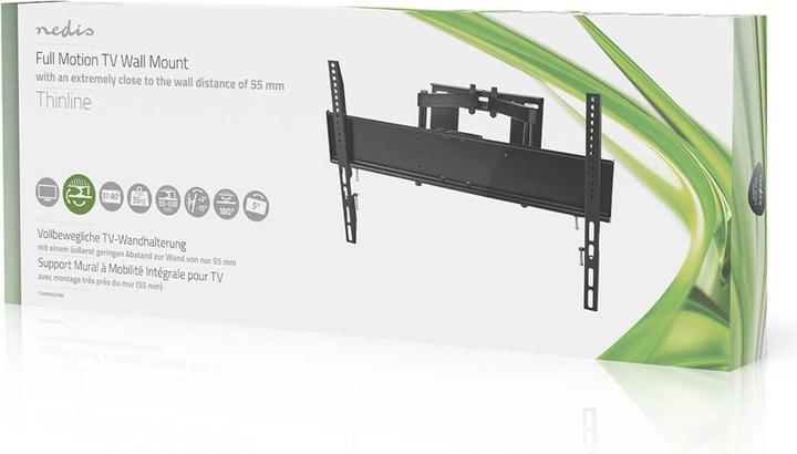 Actual product image Nedis TVWM3551BK Full-motion TV wall mount 37-80 " max screen weight: 35 kg Min. wall spacing (Wall, 80", 35 kg)