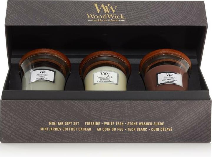 Produktbild WoodWick Giftset 3 Mini Jar Woody (85 g)