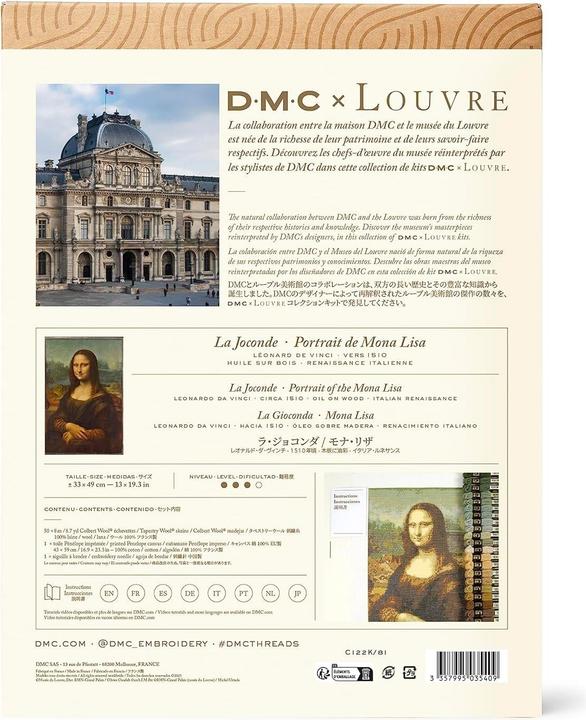 Actual product image DMC DIY embroidery set Mona Lisa by Leonardo Da Vinci