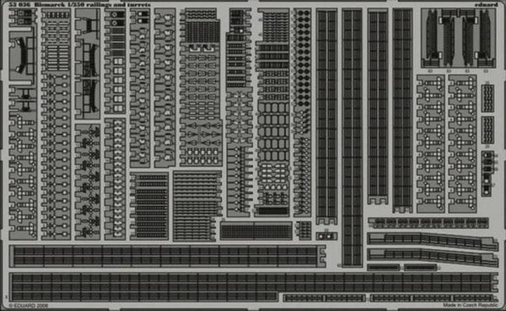 Produktbild Eduard Bismarck railings and turrets für Revell Bausatz