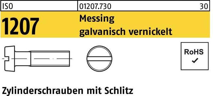 Produktbild Reyher Zylinderschraube ISO 1207 m.Schlitz M 4 x 16 Messing galvanisch vernickelt (200 Schrauben pro Stück)