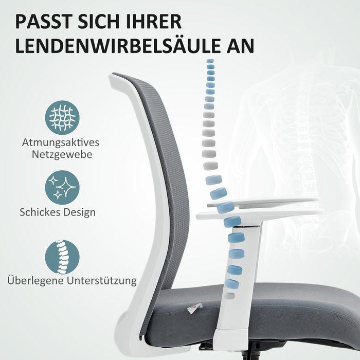 Image du produit Swisshandel24 Schreibtischstuhl, drehbar, rollbar, Netzrücken, Schaumstoffkissen, Grau