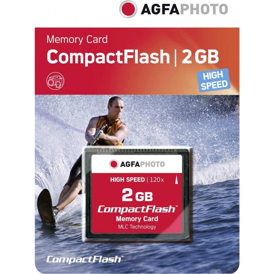 AGFAPHOTO Compact Flash 2GB High Speed 120x MLC (2 GB, CF), Speicherkarte, Schwarz
