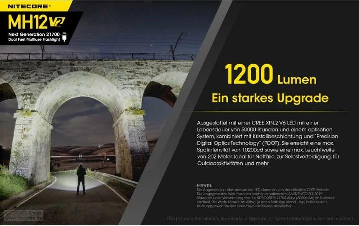 Productafbeelding Nitecore MH12 V2 zaklamp incl. batterij (15.80 cm, 1200 lm)