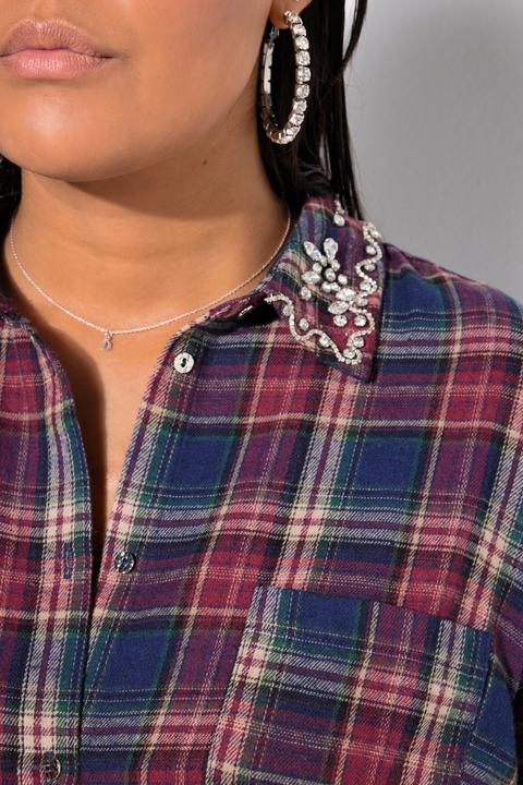 Produktbild Studio Untold Hemdbluse, Boxy Shape, Karo, Strass am Kragen (42, 44)