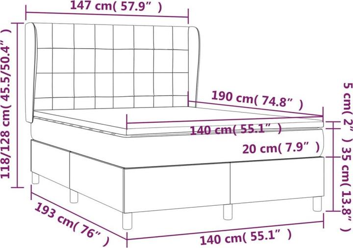 Actual product image vidaXL Boxspringbett (140 x 190 cm)