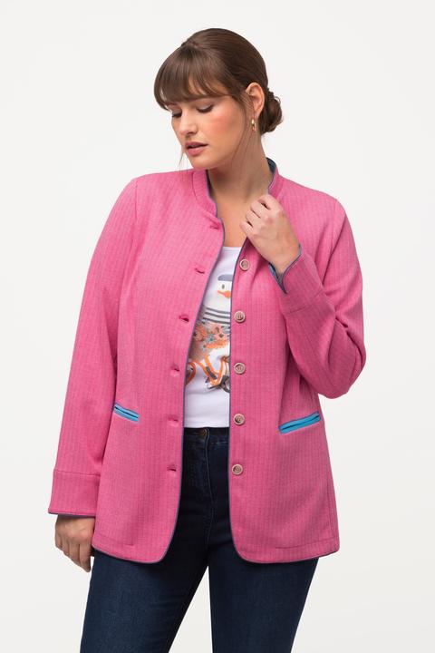 Actual product image Ulla Popken Stand Up Collar Button Front Herringbone Jacket (46)