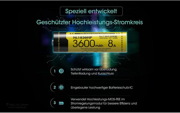 Produktbild Nitecore Li-Ion Akku 18650 - 3600mAh - NL1836HP