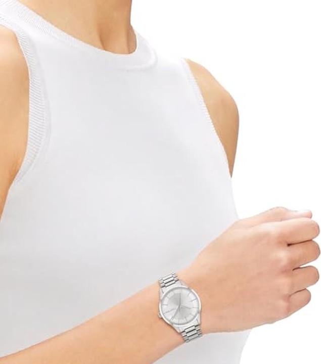 Immagine prodotto Calvin Klein Orologio analogo al quarzo con quadrature argenteo e cinturino a maglie (Orologio da polso analogico, 35 mm)