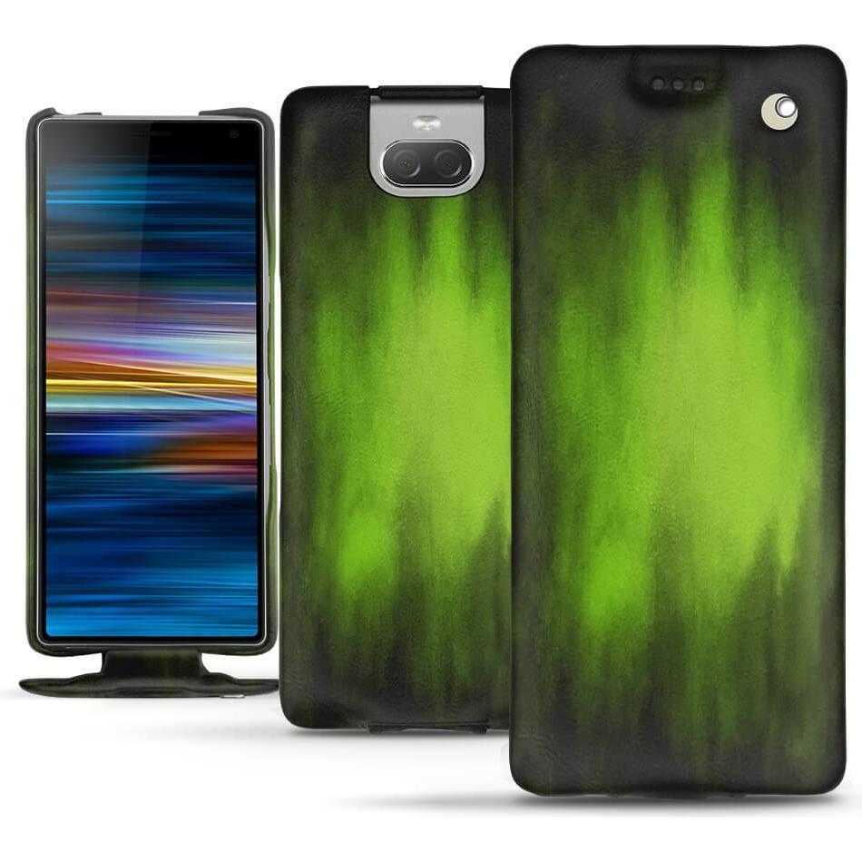 Noreve Lederschutzhülle vertikal (Sony Xperia 10), Smartphone Hülle, Grün