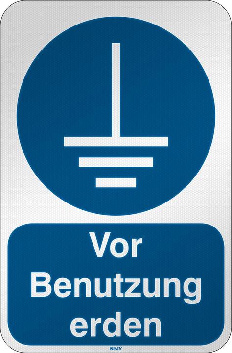 Brady M/M005/DE288/RFL-390X590-1, ISO Sicherheitskennzeichnung - Erdung erforderlich