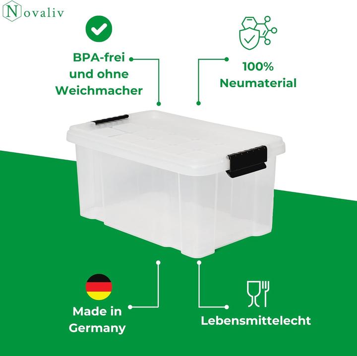 Produktbild Novaliv Aufbewahrungsbox mit Deckel 5L transparente Nestbar stapelbare Plastikbox mit Clipverschluss (19 cm, 5 l, 1x)