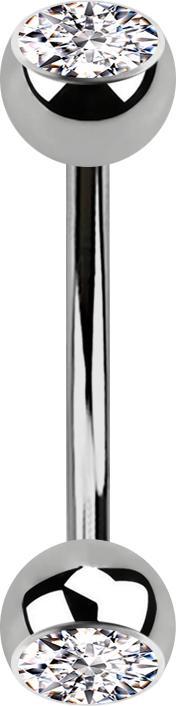 Image du produit Star Piercing Micro banane argentée avec deux boules cristal argenté (sans laiton, Titane)