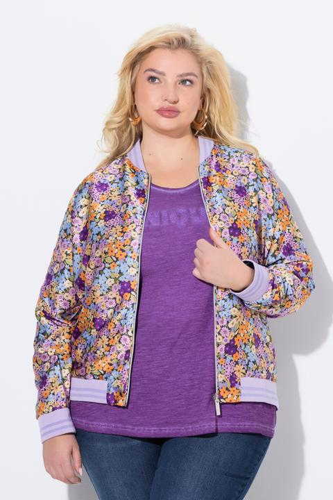 Actual product image Ulla Popken Reversible Floral Print College Collar Jacket (50, 52)