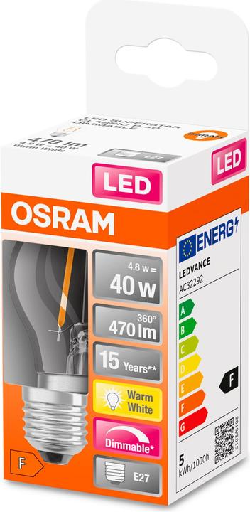 Actual product image Osram Superstar Classic P40 (E27, 4.80 W, 470 lm, 1 x, F)