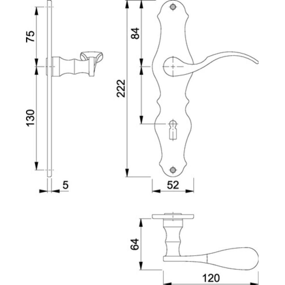 Thumbnail - Hoppe, Türgriff + Fenstergriff, Langschildgarnitur Weimar M112SLN/2007 Messing F71 BB 72 mm DIN links / rechts (Türgarni...