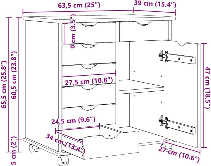 Image du produit vidaXL Rollschrank (63.50 x 39 x 65.50 cm)