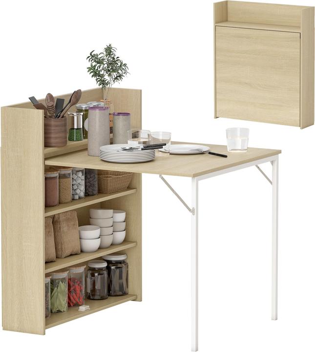 Homcom Esstisch MDF, Stahl Eiche