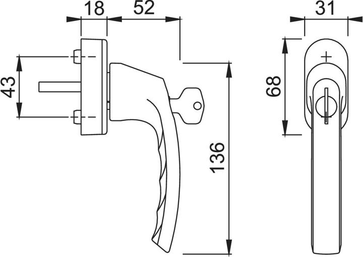 Actual product image Magni Hoppe Luxembourg aluminium turn/tilt window handle with Secu100® + Secustik® and VarioFit®, lockable