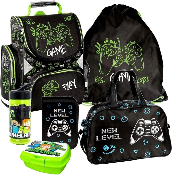 Actual product image Kids4shop 6-teiliges Minecraft Schulranzen-Set