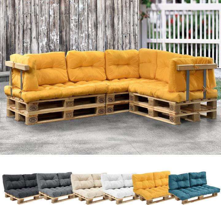 Immagine prodotto En.Casa Cuscino per mobili in pallet Comfy 80x120x12 cm giallo senape (120 x 80 x 12 cm)