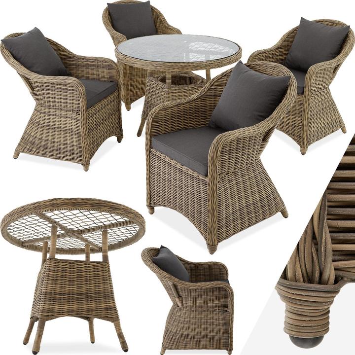 tectake Rattan Sitzgruppe Zürich 4+1