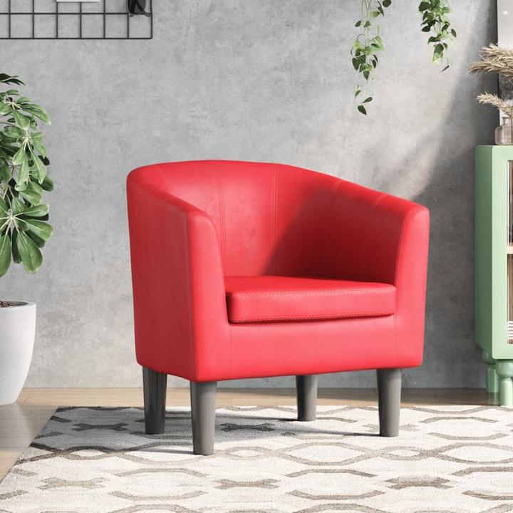 Actual product image vidaXL Clubsessel Rot Kunstleder,Farbe: Rot,Material: Kunstleder (60