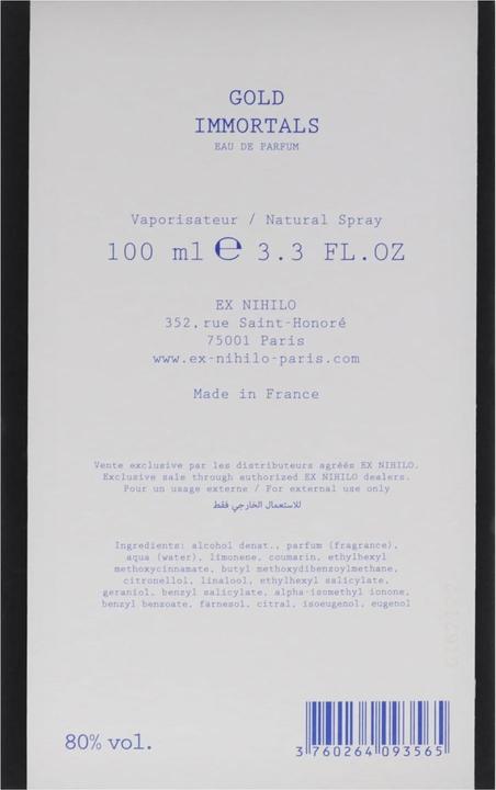 Immagine prodotto Ex Nihilo Paris Eau de Parfum Gold Immortals (Eau de parfum, 100 ml)