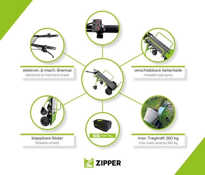 Actual product image Zipper ZI-ET260 electric sack toboggan (260 kg)