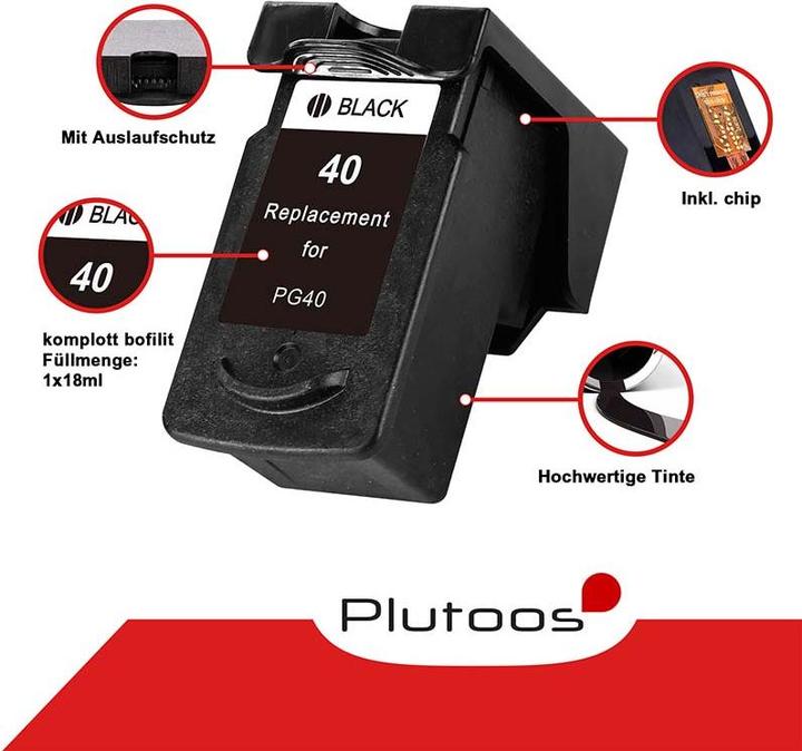 Produktbild Plutoos Canon PG-40 XL Patrone XXL kompatibel, Black 0615B001 (BK)