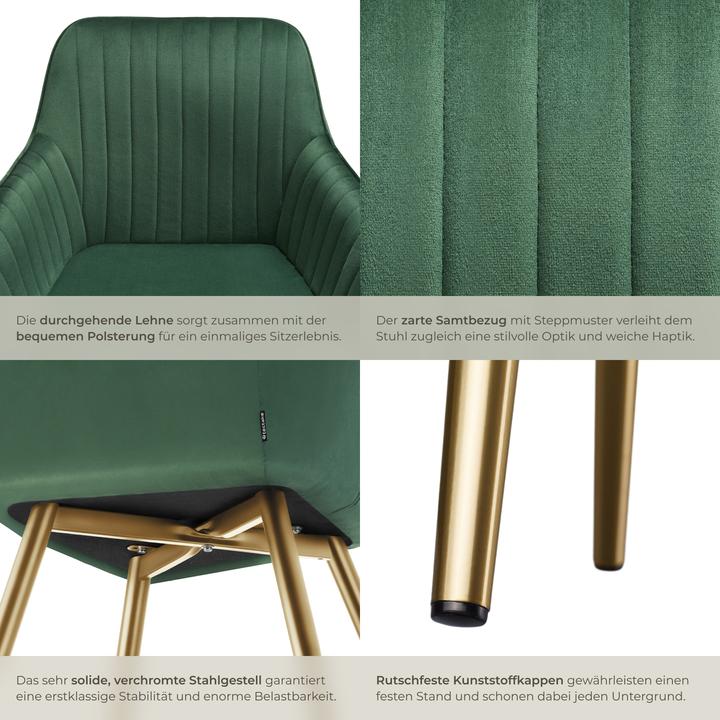 Actual product image tectake chair Marilyn, velvet look, quilted
