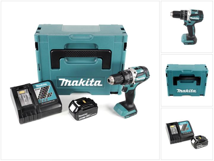 Actual product image Makita DHP 484 RF1J 18V Li-ion cordless impact drill in Makpac incl. 1x 3.0 Ah battery and charger (Rechargeable battery operated)