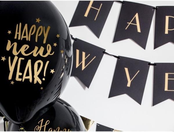 Produktbild Partydeco Balloons 30cm, Happy New Year, Pastel Black (1 pkt / 6 pc.) (1 Stück)