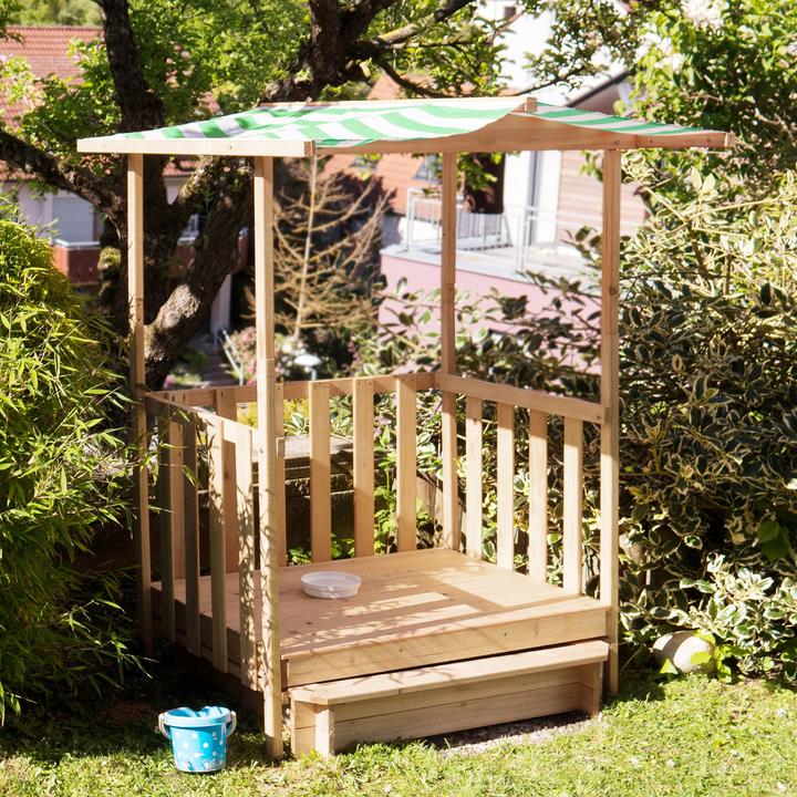 Actual product image tectake Sandpit with play deck and canopy Gretchen